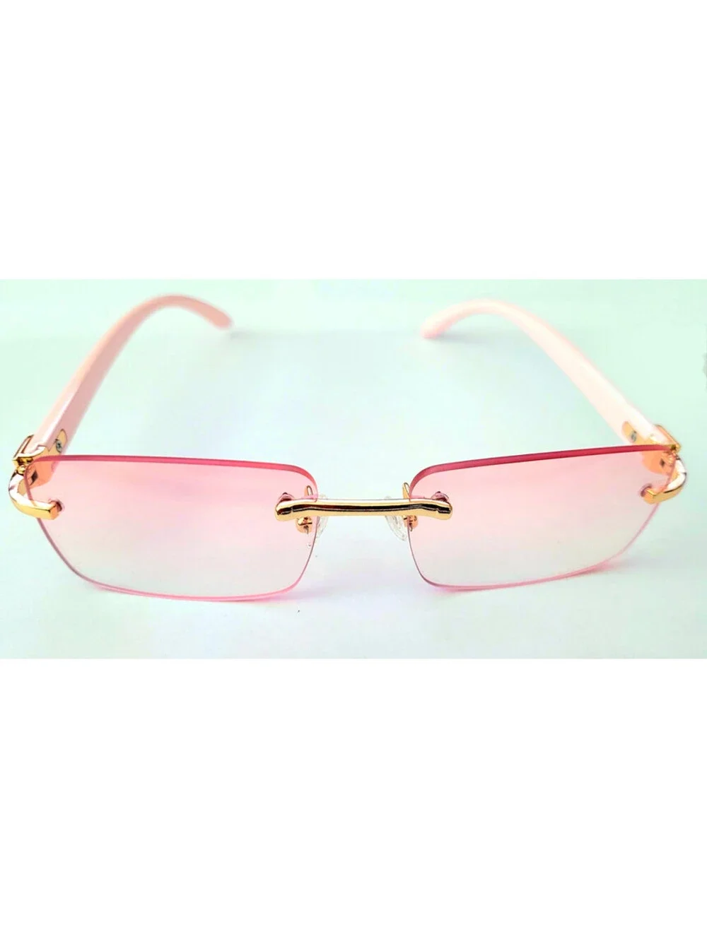 Piccadilly Gold Pink Horn Decor Gradient Designer Sunglasses